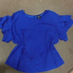 Liz Claiborne Royal Blue Polka Dot Blouse
